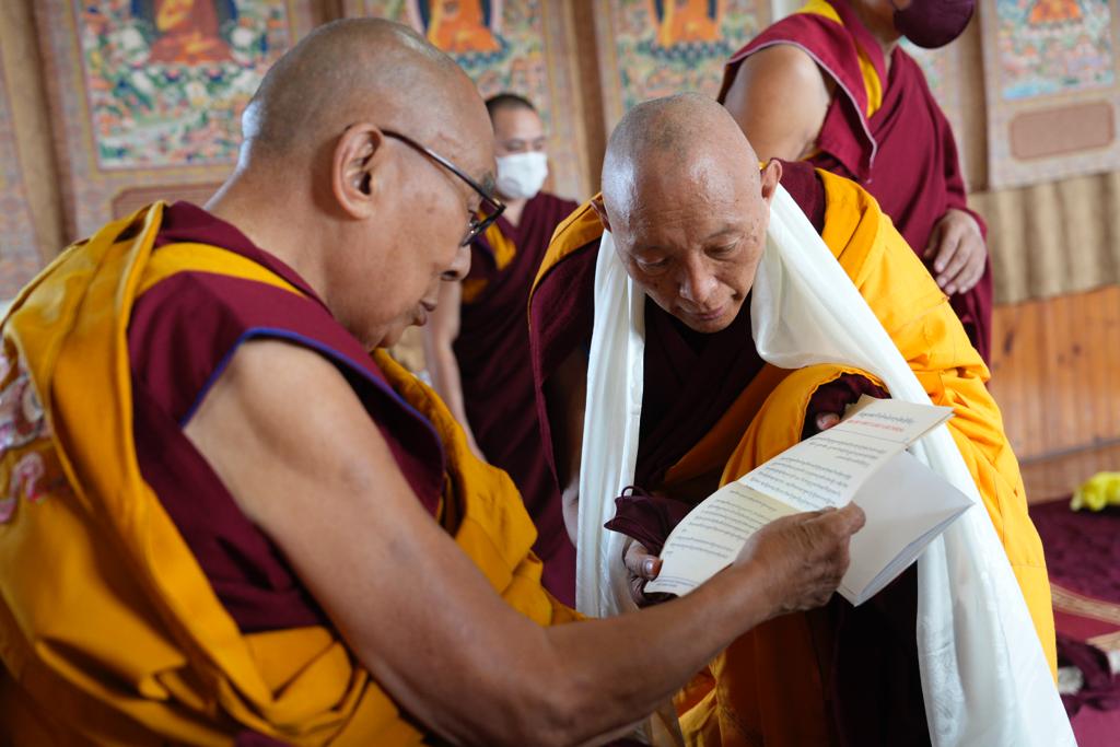 Geshe Tashi and HIs Holiness The Dalai Lama
